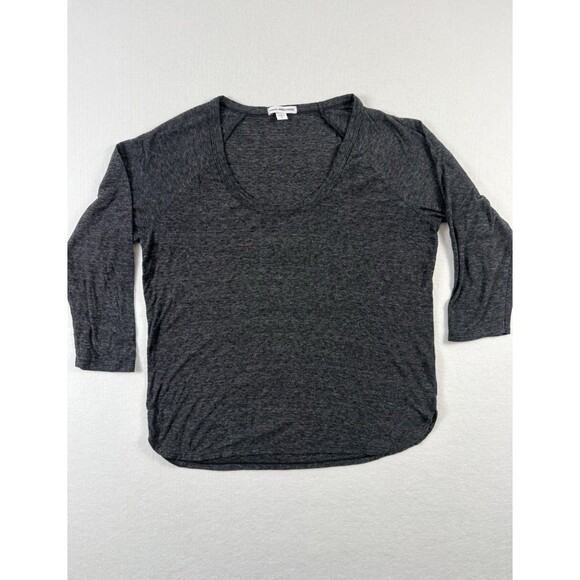 James Perse Standard Gray Scoop Neck Tee 3/4 Sleeve Size 2 Medium - Picture 1 of 4